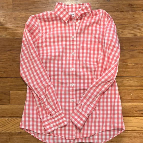 Pink Gingham J Crew Button-Up Shirt - Picture 2 of 5